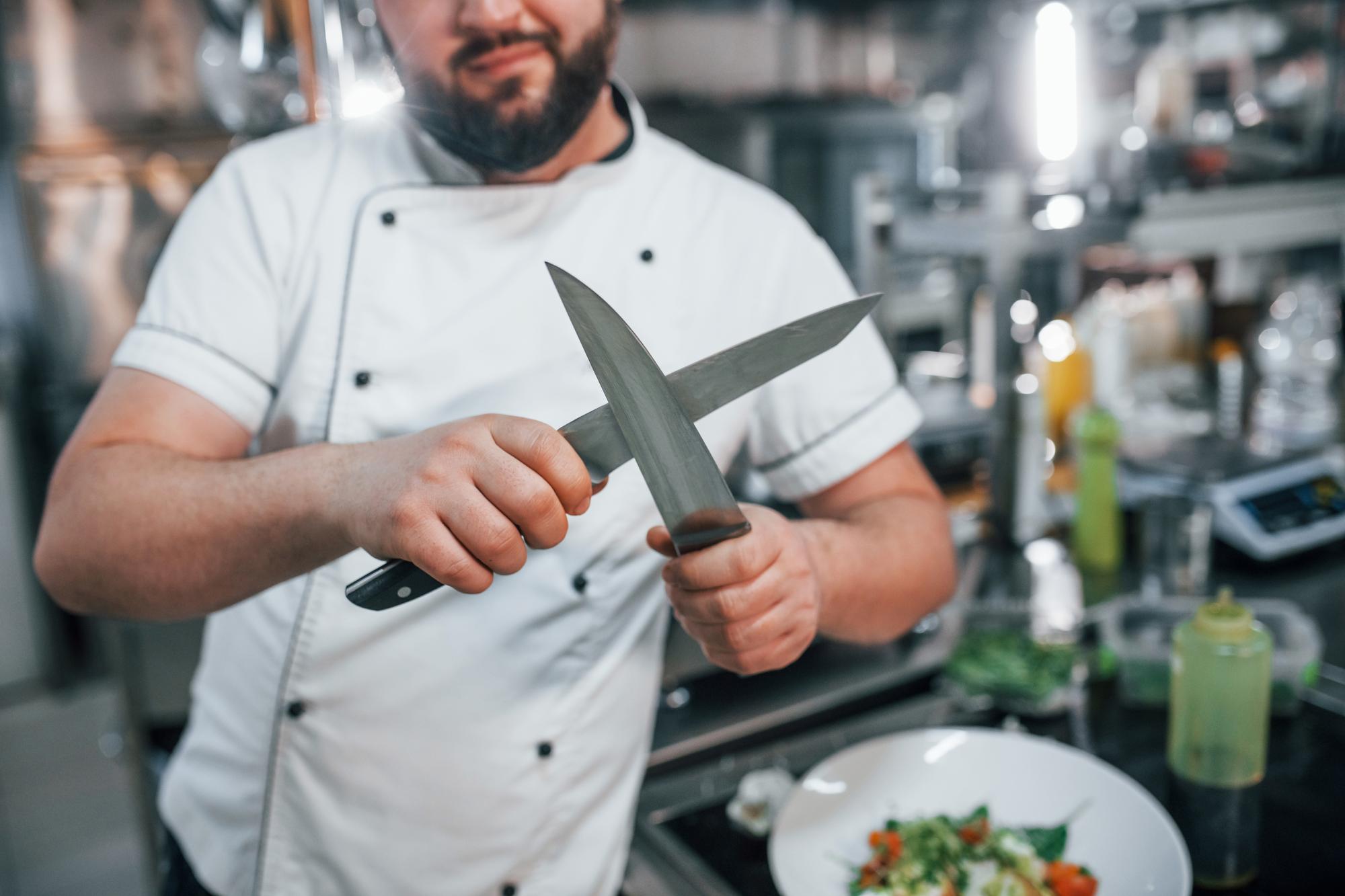 Instructor demonstrating knife technique